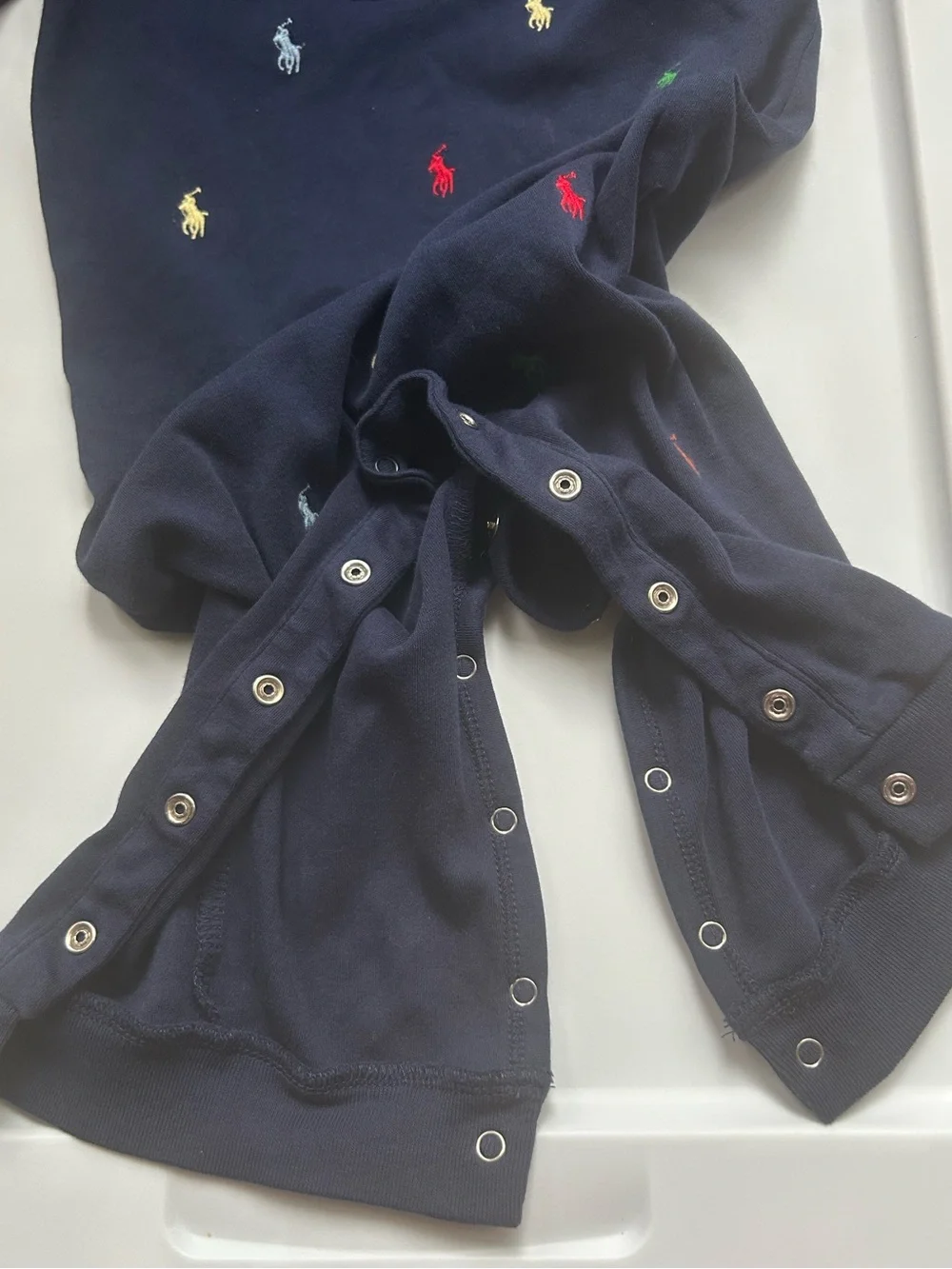 Ralph Lauren Baby Multi Pony Polo Coverall Romper Navy 12M NWOT⁠